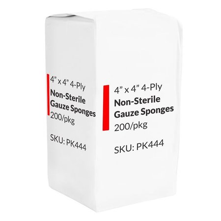 OASIS Non-Woven Gauze Sponges 4in x 4in, 4 Ply, 200 Per Pack 6 Packs PK444-6PKS